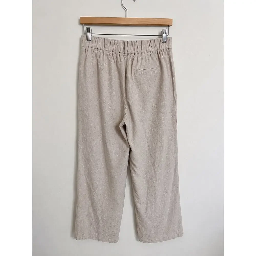 Quince 100% European Linen Pleated Trousers Flax Size 0 Lined High Rise Tailored